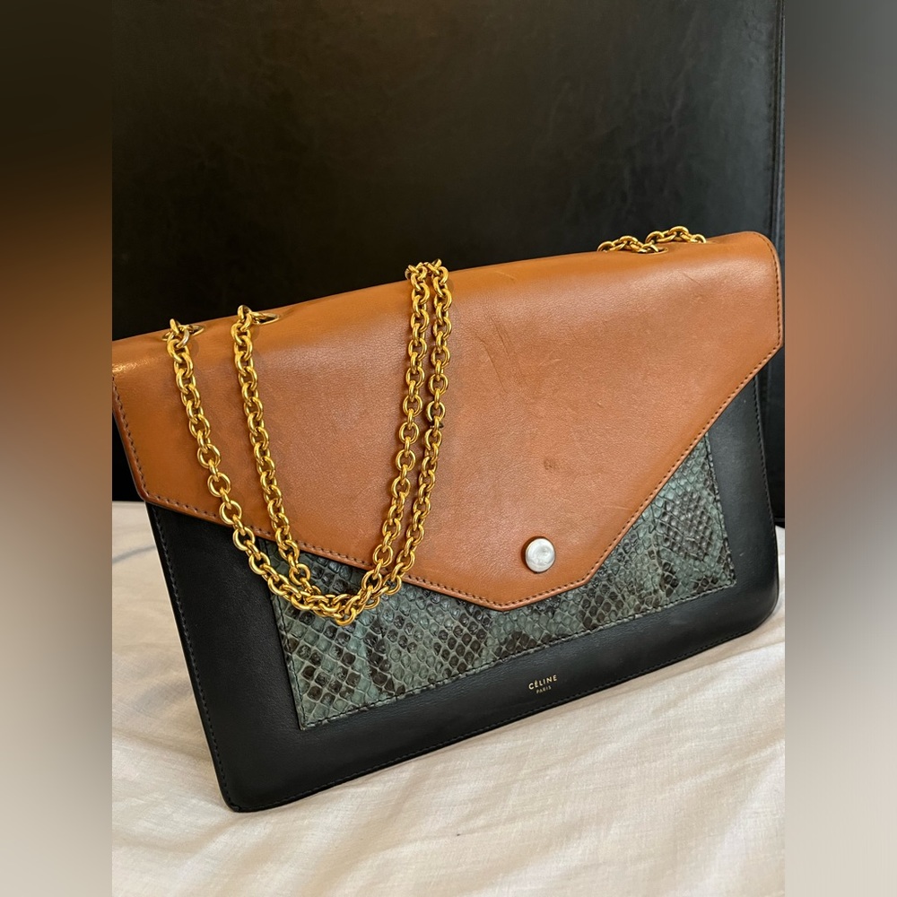 Celine Tricolor Leather Envelope Pocket Bag